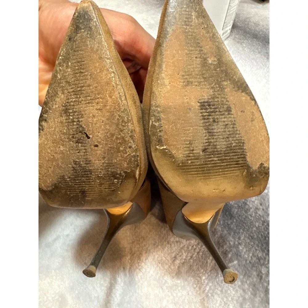 Aldo Bronze Metallic Cutout Pointed Toe Stiletto Ankle Boots Size 37 US 7